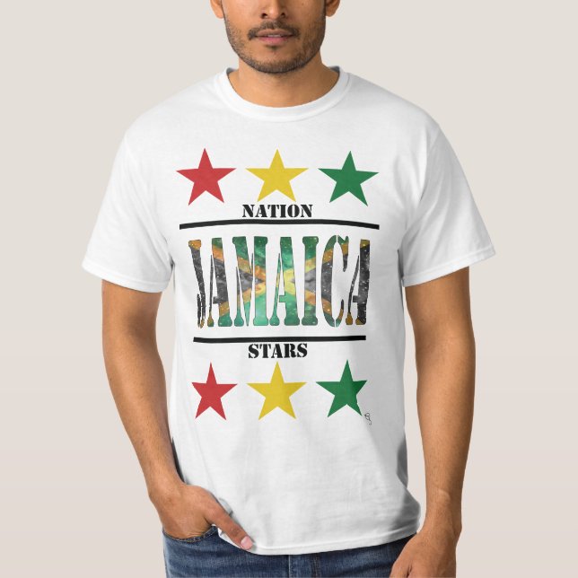 T-shirt Jamaica Flag Nation Stars RYG Edition (Devant)