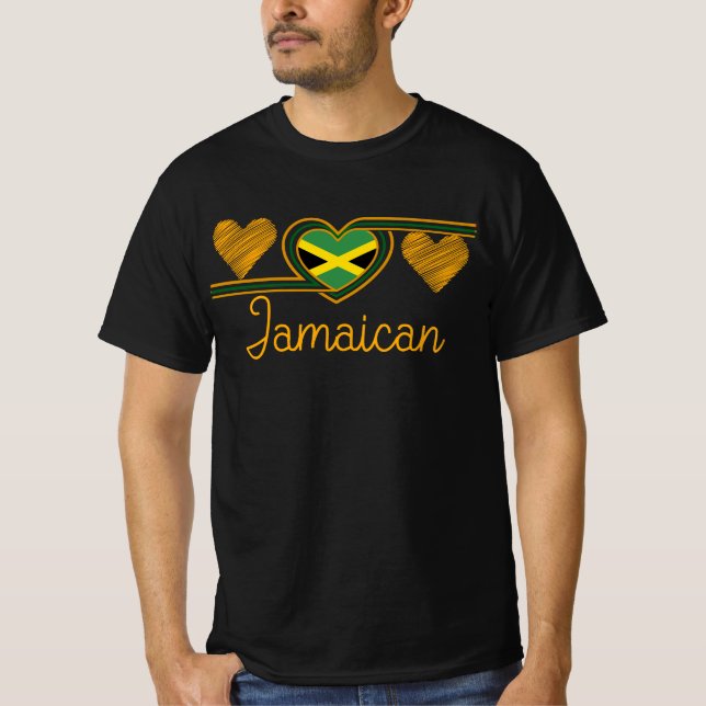 T-shirt Jamaïcain Amour Drapeau Jamaïcain Trois Coeurs Jam (Devant)