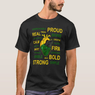 T-shirt Jamaïcain Coeur Pour Les Hommes Et Femmes Fiers De