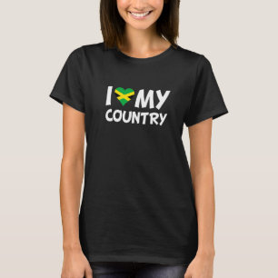 T-shirt Jamaïcain Drapeau Coeur J'aime mon pays Jamaïque