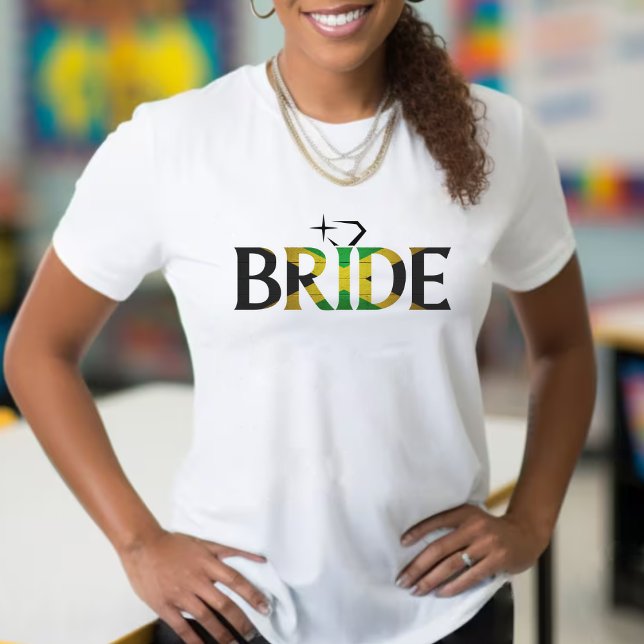 T-shirt Jamaïcaine Mariée Mariage jamaïcaine Bachelorette  (jamaica jamaican flag bride shirt)