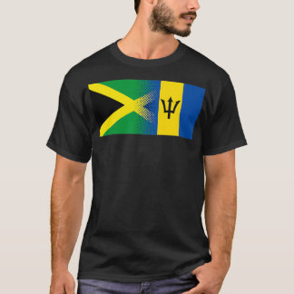 T-shirt Jamaïque Barbade Drapeau moitié jamaïcain moitié B