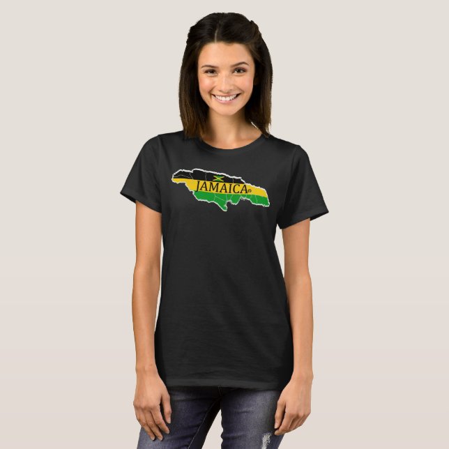 T-shirt Jamaïque Carte Designer Shirt Vente Lui ou Elle (Devant entier)