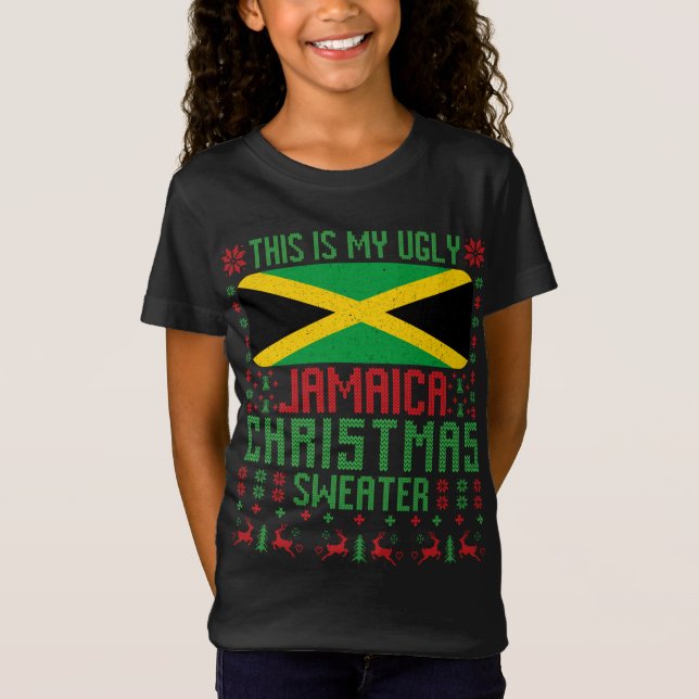 T-Shirt Jamaïque Doux de Noël moche Jamaïque Drapeau pour  (Devant)