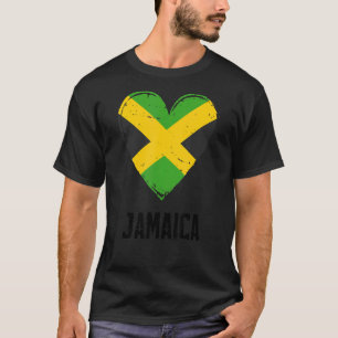 T-shirt Jamaïque Drapeau Heart Love Retro Jamaïcaine Vinta