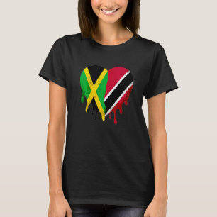 T-shirt Jamaïque Trinité-et-Tobago Drapeau Heart Grosse Pa