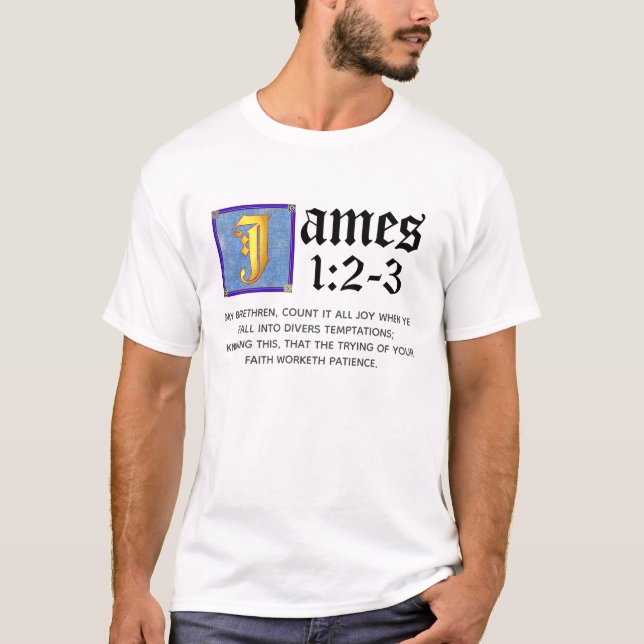 T-shirt James 1 2 1 3 Citation d'écriture dorée (Devant)