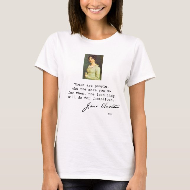 T-shirt Jane Austen, portrait et citation de livre, (Devant)