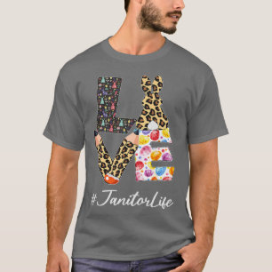 T-shirt Janitor Love Crayon de Pâques Jour de Bunny Leopar