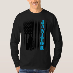 T-shirt Janitor Usa Drapeau Janitor Gestionnaire d'install