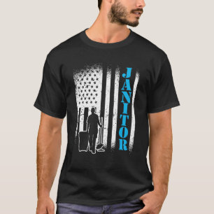 T-shirt Janitor Usa Drapeau Janitor Gestionnaire d'install