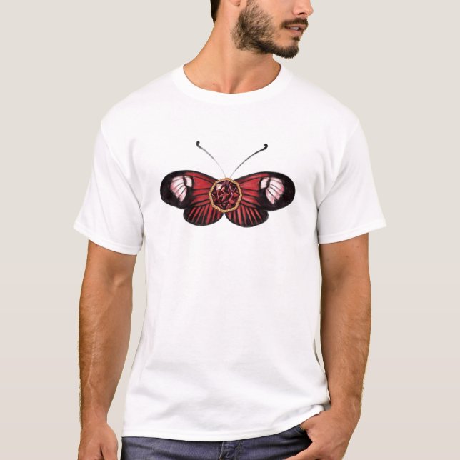 T-shirt January Red Common Postman Butterfly Illustration (Devant)