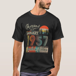 T-shirt Janvier 1957 Vintage Retro 65 Ans, 65Ème Anniversa
