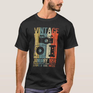 T-shirt Janvier 1958 T 63 Ans 1958 Cadeau d'anniversaire