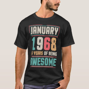T-shirt Janvier 1968 Joyeux Anniversaire 54 Ans D'Être Des