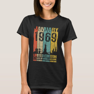 T-shirt Janvier 1969 54 Ans D'Être Awesom