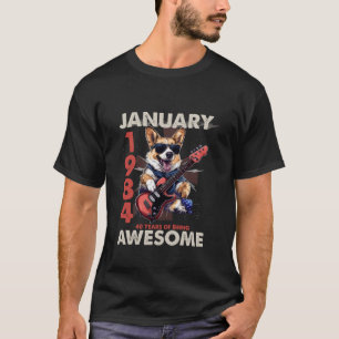T-shirt Janvier 1984 Awesome 40e Anniversaire Cadeaux 40 A