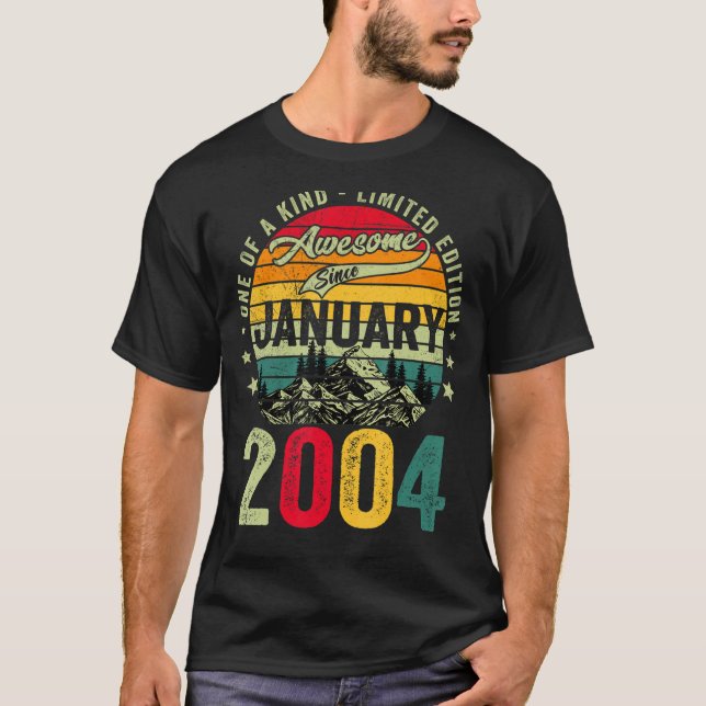 T-shirt Janvier 2004 19e anniversaire 19 ans (Devant)