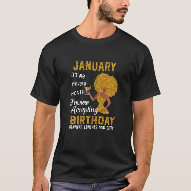 T-shirt Janvier C'est mon anniversaire Mois J'accepte main (Devant)