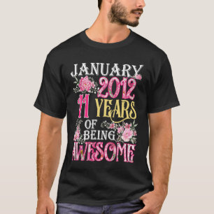 T-shirt Janvier Fille 2012 11e anniversaire 11 ans