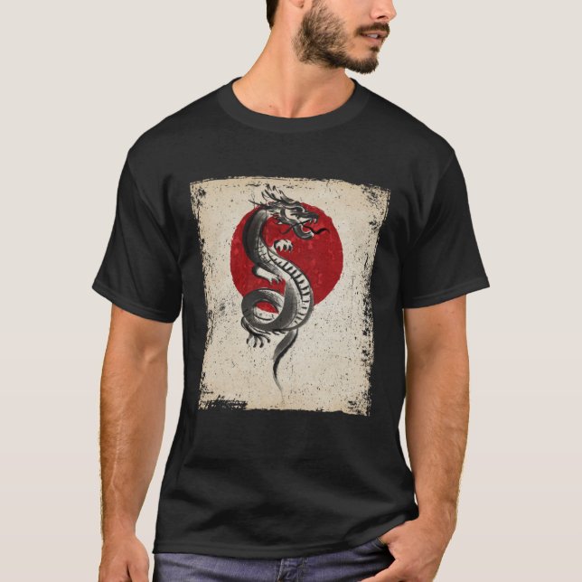 T-shirt Japan dragon artwork Japanese Retro (Devant)
