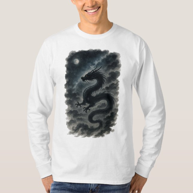 T-shirt 【Japanese Dragon Moon Long Sleeve T-Shirt】 (Devant)