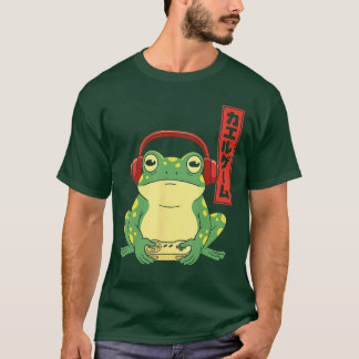 T-shirt Japanese Gamer Frog Art Men Women Boys Funny Vinta