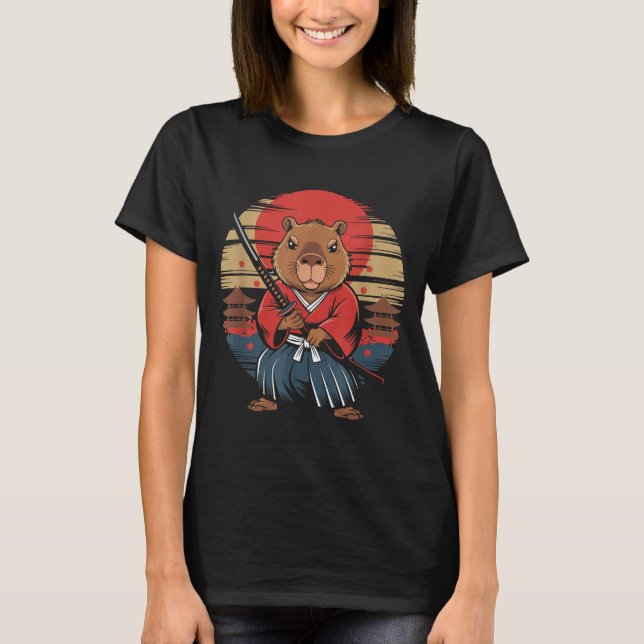 T-shirt Japanese Samurai Capybara  (Devant)