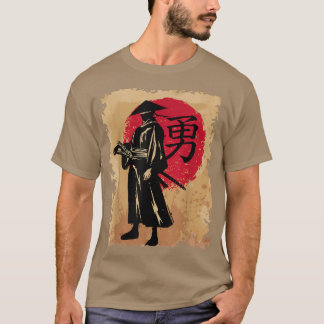 T-shirt Japanese Samurai Papyrus Retro Sun Japan Calligrap