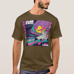 T-shirt Japanese Vaporwave Mount Fuji Sakura Cherry Blosso