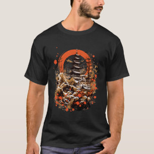 T-shirt Japon Art Pagode Japonaise Sakura Blossom esthétiq