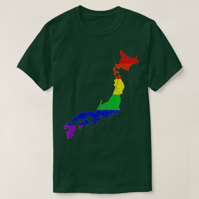 T-shirt Japon Carte Gay pride Rainbow Flag LGB Support (Design devant)