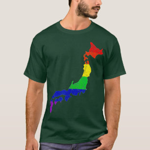 T-shirt Japon Carte Gay pride Rainbow Flag LGB Support