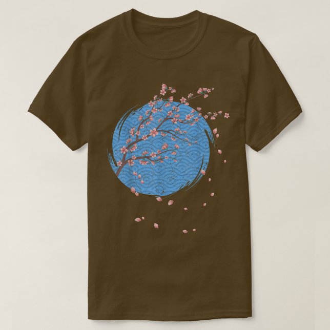 T-shirt Japon Fleur rose Floral japonais Sakura Cherry Bl (Design devant)