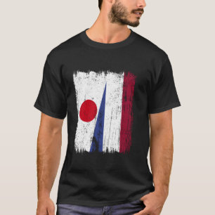 T-shirt Japon Hollande Demi Drapeau Patrimoine Japonais Né