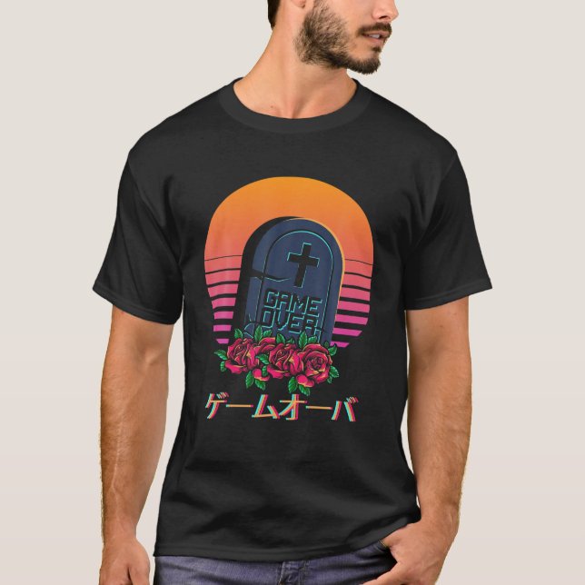 T-shirt Japon : Le Jeu De Vaporwave Sur Les Fleurs Esthéti (Devant)