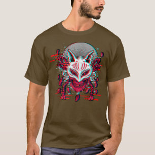 T-shirt Japon Masque Anime Kitsune Samurai Demon Oni Yande