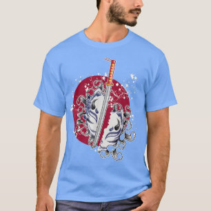T-shirt Japon Masque Anime Kitsune Style Samurai Oni Monst