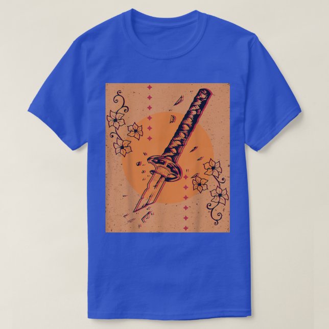 T-shirt Japon Retro Rompu Samurai épée Japon (Design devant)
