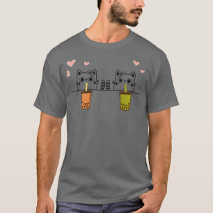 T-shirt Japonais Anime Chat Boba Thé Buble Thé Anime Kawai