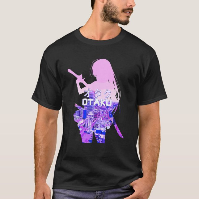 T-shirt Japonais Anime Girl Ville Paysage urbain Japon Tok (Devant)
