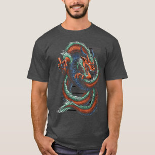 T-shirt Japonais Asiatique Chinois Dragon Volant Samurai W