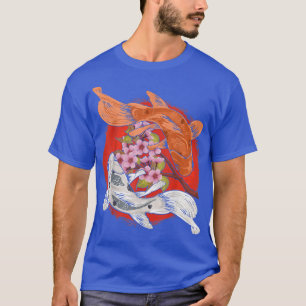 T-shirt Japonais Cerisier Fleur Arbre Koi Poisson Yin Yang