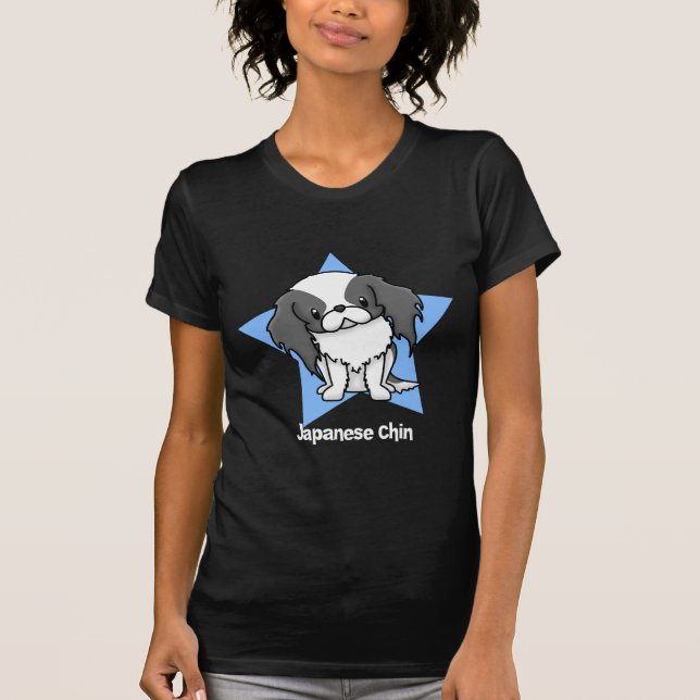 T-shirt Japonais Chin de noir d'étoile de Kawaii (Devant)