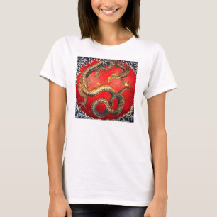 T-shirt japonais de dragon d'or de Hokusai