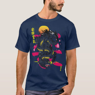 T-shirt Japonais esthétique Dragon asiatique Demon Otaku S