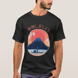 T-shirt Japonais esthétique Fuji Mountain Sakura Flowers S