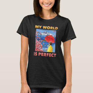 T-shirt Japonais esthétique Mon monde est parfait cerise B