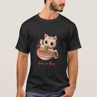 T-shirt Japonais Fortune Chat Slurping un bol parfait
