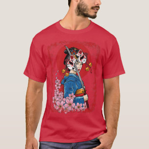 T-shirt Japonais Geisha Masque épée Japon